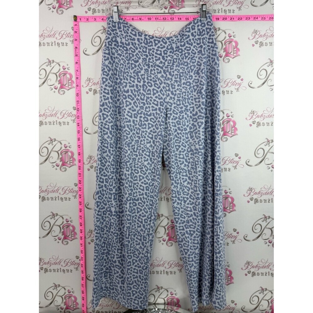 Joe Fresh pants stretchy flowy Light Blue Leopard Print Wide-Leg Pajama Pants